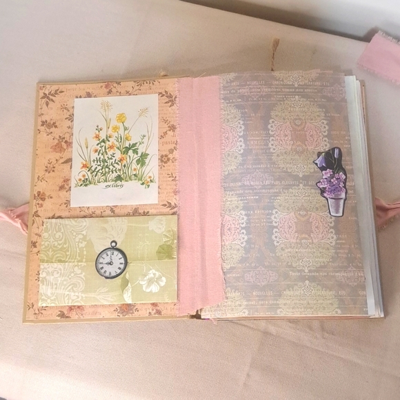 Handmade Junk Journal Diary Memory Keepsake with Bookmark and Tiny Notepad - Picture 4 of 13